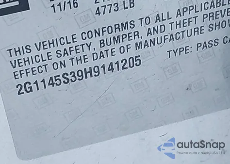 2017 Chevrolet Impala 2Lz z USA, uszkodzony, nr VIN 2G1145S39H9141205